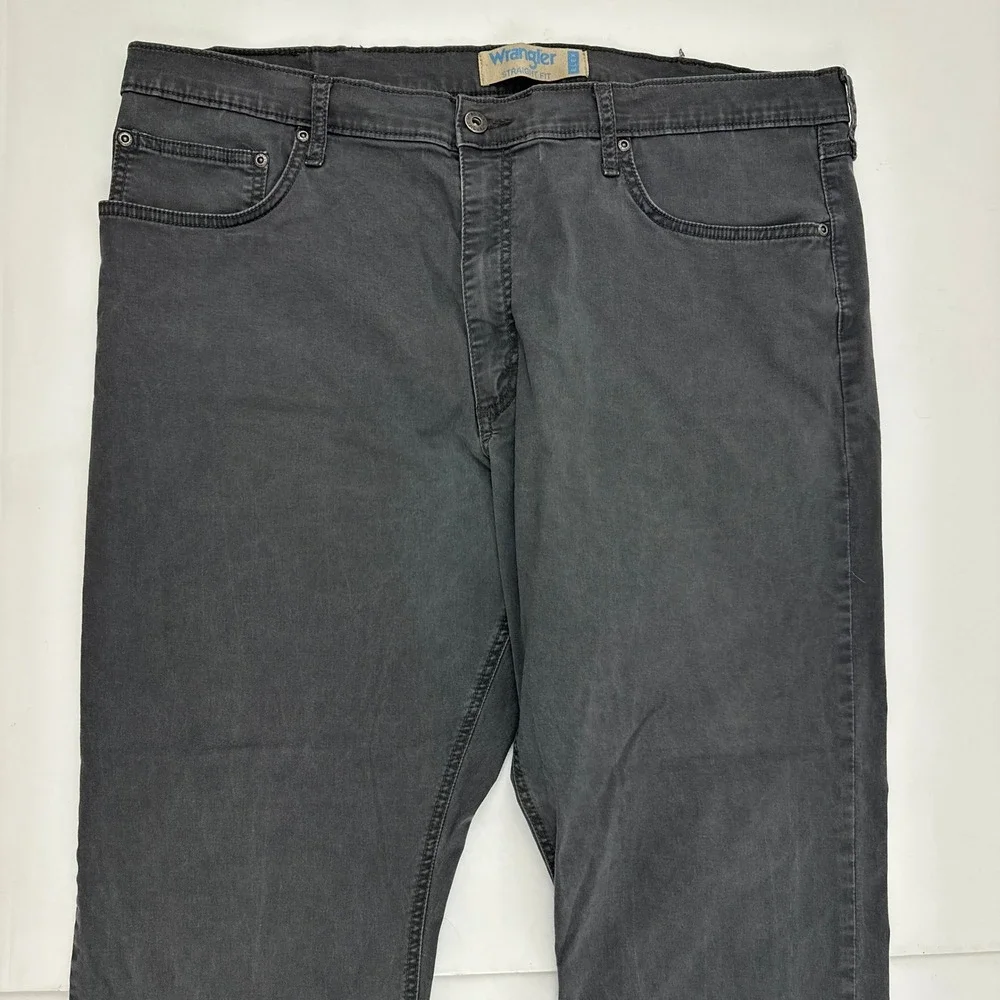 Wrangler Straight Fit Flex Pants Mens 40x30 Gray 5-Pocket Cotton Blend